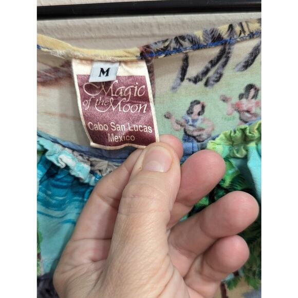 Women's short sleeve tropical print tiered dress by Magic of the Moon size M - Picture 3 of 8